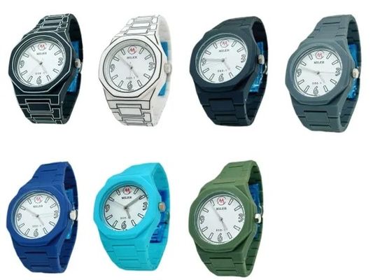 Men's Quartz Wrist Watch with Blue Dial Oval Case and Buckle Clasp