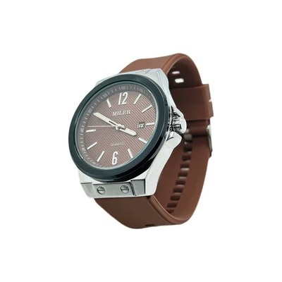 Men's Quartz Watch with Oval Case Buckle Clasp and Mineral Glass Leather Strap Casual Dress Watch