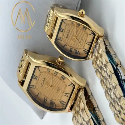 Luxury Quartz Watch with Stainless Steel Strap Black Dial and Buckle Clasp for Couples