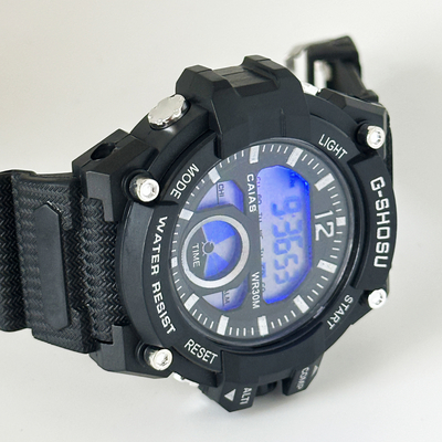 Stainless Steel Case Sport Quartz Light Wrist Watch Round With Digital Display Feature