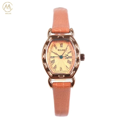 Fashion White Dial Ladies Quartz Wrist Watch With Leather Band And Luminous Hands