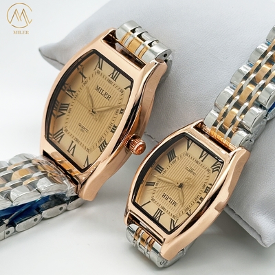 China Factory Hot Lover Luxury Business Stainless Steel Gold Classic Waterproof Couple Watch