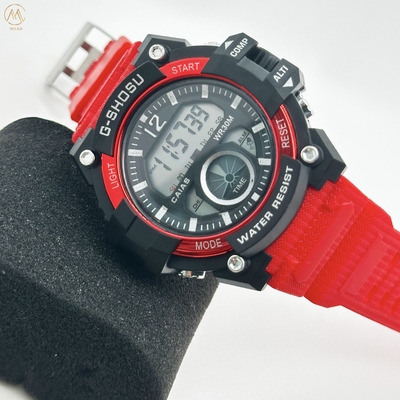 Battery Powered Digital Sport Watch With Silicone Strap 3ATM Waterproof