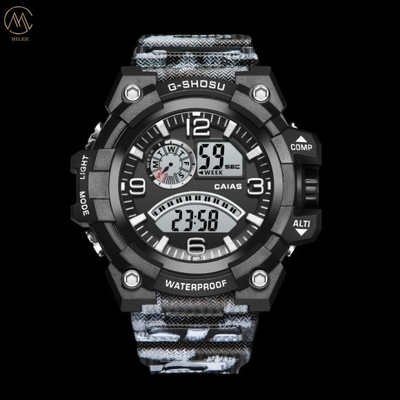 Multi Functional Digital Sport Watch With Rubber Band 100 Meters Water Resistance