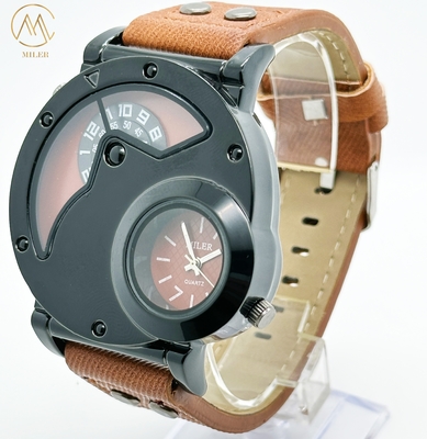 Precise Men Quartz Wrist Watch Double Movement With Denim Strap