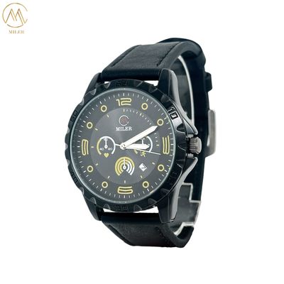 Custom Logo Leather Strap Quartz Watch For Women's And Men In Laser Printing