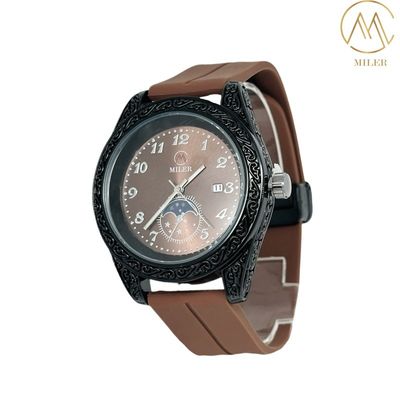 Silver and Black Bezel New Design Quartz MovementSilicon Strap Watch for Adult