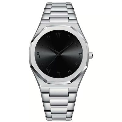 Arabic Dial Watch Ultra Thin Men′s Stainless Steel Sapphire Glass Waterproof Slim Quartz Watch