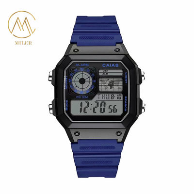 Men's Quartz Wrist Watch with Blue Dial Oval Case and Buckle Clasp