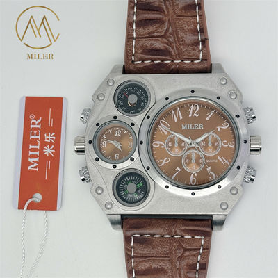 New Design Chinese Men's Quartz Watch with 30 m Waterproof Stylish Leather Strap Wristwatch