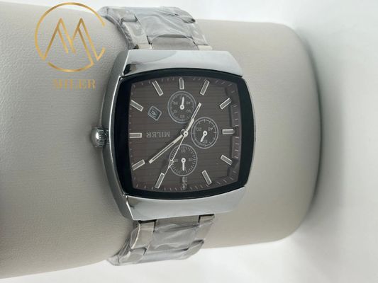 Men's Quartz Watch with 1 Year Battery Life Square Case and Scratch-Resistant Mineral Glass