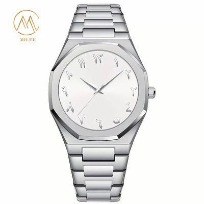 Men's Dress Watch with Tempered Glass Surface Square Case and Buckle Clasp