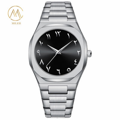 Men's Dress Watch with Tempered Glass Surface Square Case and Buckle Clasp