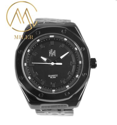 Custom Logo Stainless Steel Watch with Round Case Mineral Glass and Push-button Hidden Clasp for Men