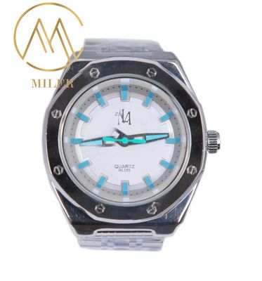 Custom Logo Stainless Steel Watch with Round Case Mineral Glass and Push-button Hidden Clasp for Men
