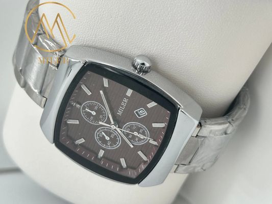 Stylish Business Quartz Watch with Stainless Steel Strap and Square Case for Couples