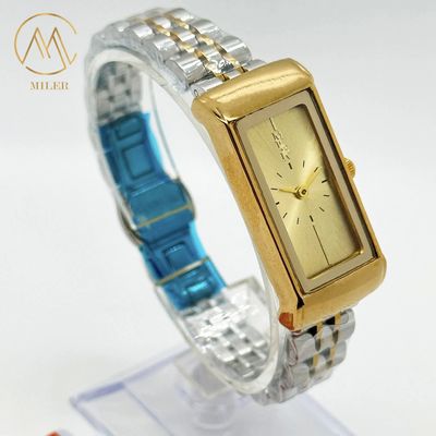 Elegant Women's Quartz Watch with 14mm Stainless Steel Band Golden Dial 30m Waterproof and 1-Year Warranty