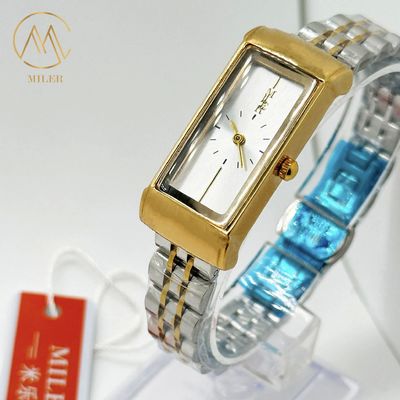 Elegant Women's Quartz Watch with 14mm Stainless Steel Band Golden Dial 30m Waterproof and 1-Year Warranty