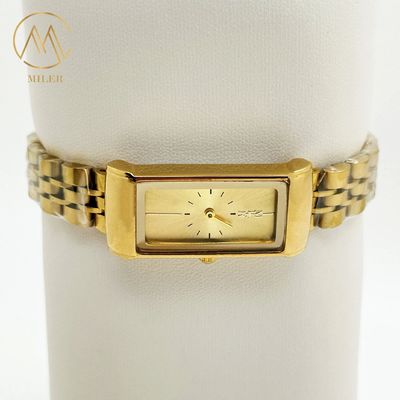Elegant Women's Quartz Watch with 14mm Stainless Steel Band Golden Dial 30m Waterproof and 1-Year Warranty