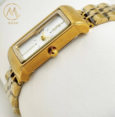 Elegant Women's Quartz Watch with 14mm Stainless Steel Band Golden Dial 30m Waterproof and 1-Year Warranty