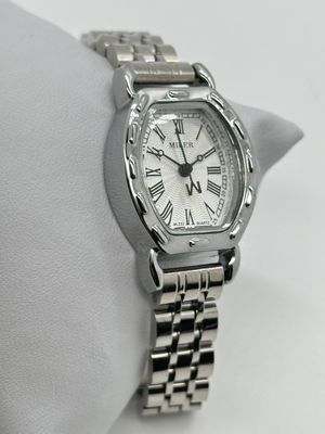 Mineral Dial Stainless Steel Watch with Date Display and Luminous Hands