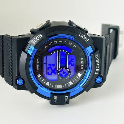 Sporty Black Dial Digital Watch with Silicone Band