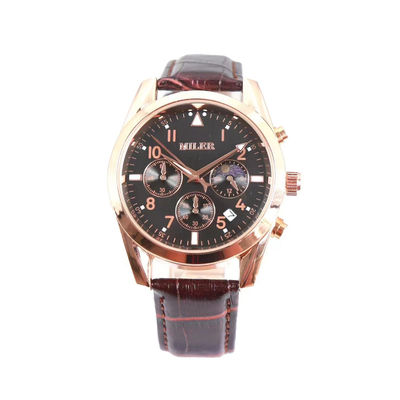 Mens Business Style Quartz Wristwatch with Leather Band