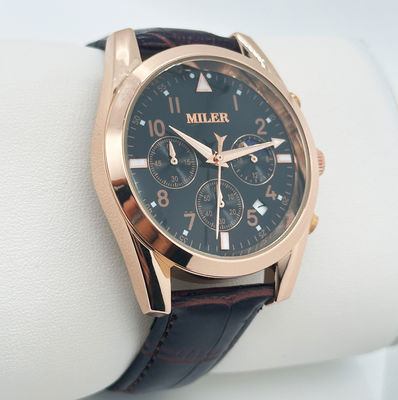 Mens Business Style Quartz Wristwatch with Leather Band