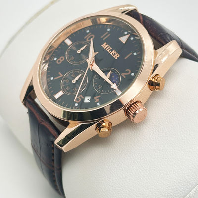 Mens Business Style Quartz Wristwatch with Leather Band