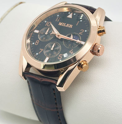 Mens Business Style Quartz Wristwatch with Leather Band